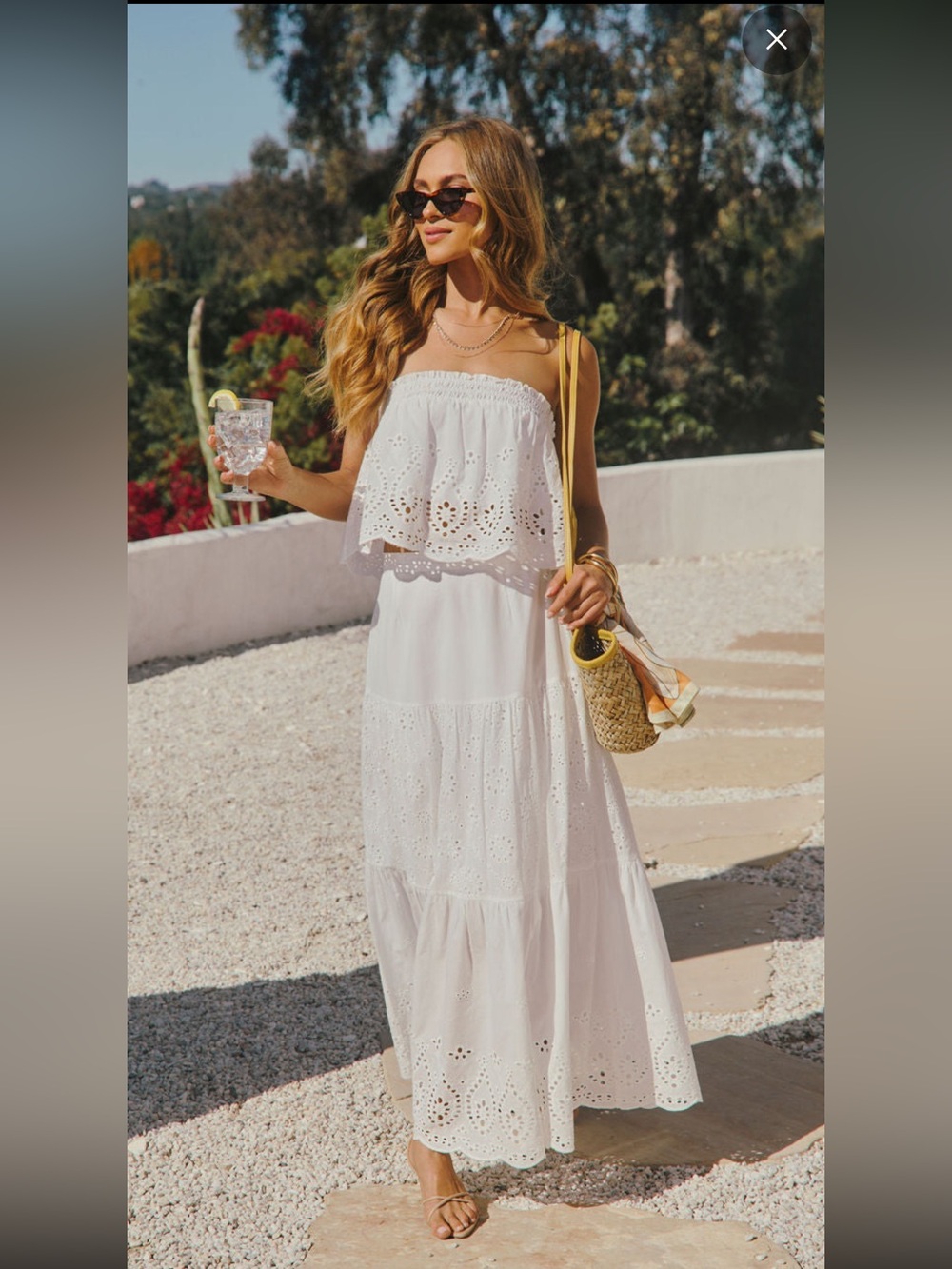 Vici White Eyelet Strapless Top & Maxi Skirt - Women